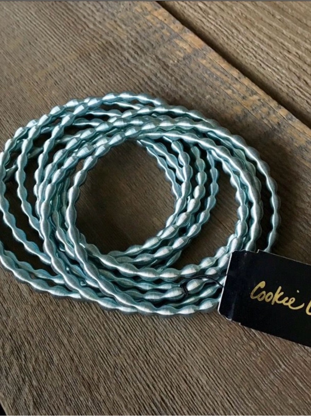Cookie Lee baby blue Twisted Bangle Stack